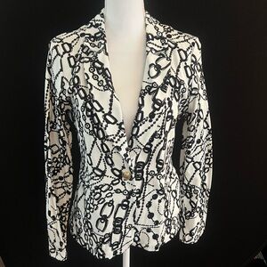 Rafaella Black and White Chain Pattern Blazer